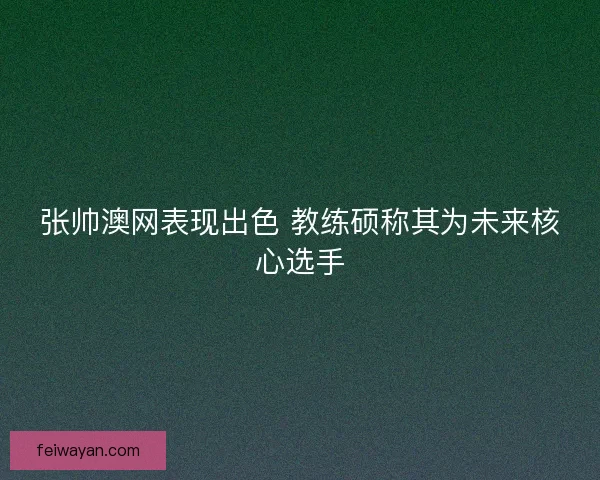 张帅澳网表现出色 教练硕称其为未来核心选手