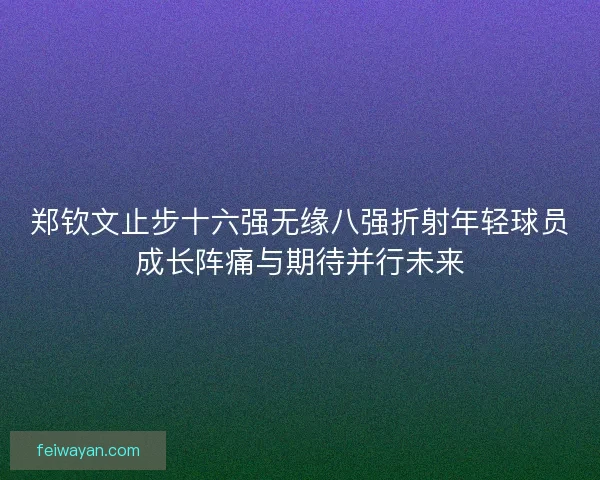 郑钦文止步十六强无缘八强折射年轻球员成长阵痛与期待并行未来